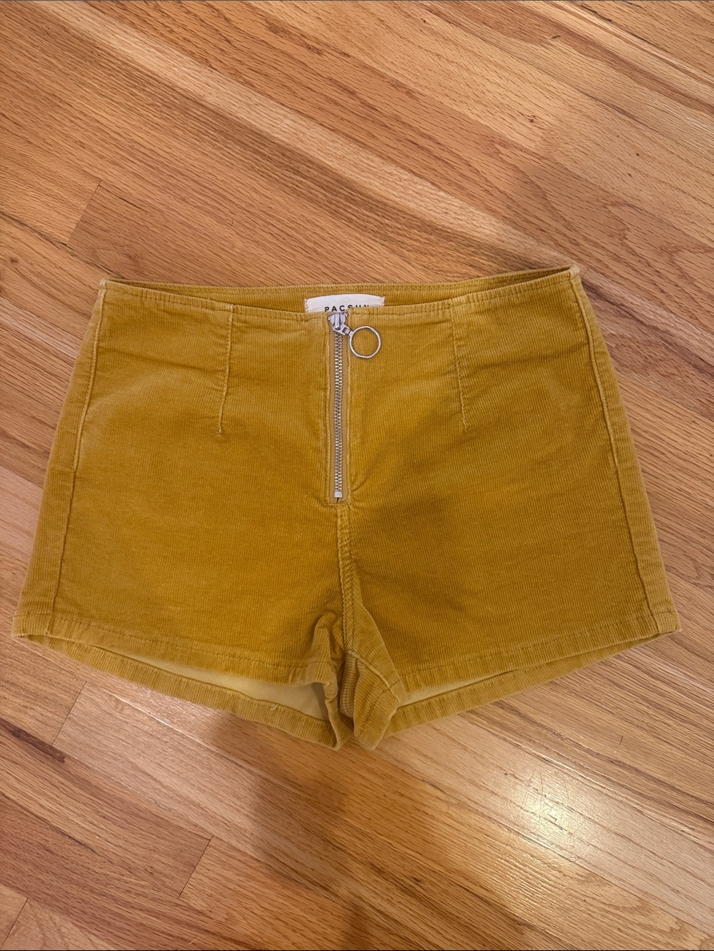 PacSun Golden Mustard Corduroy High-Waist Zip Shorts